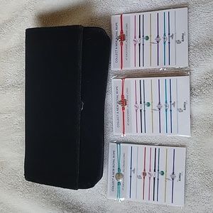 Clutch velvet wristlet and 3 EFFY bracelets